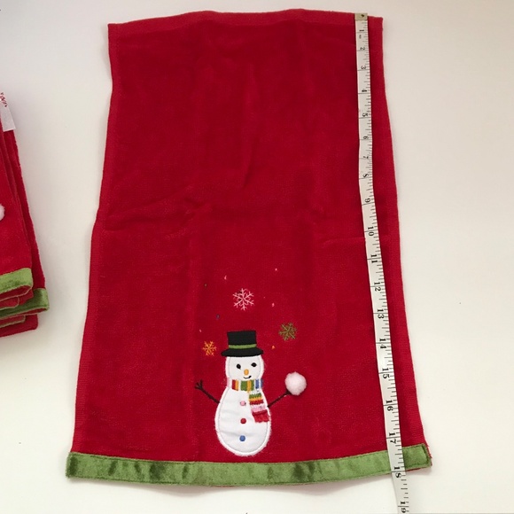 Christmas Fingertip Towels Snowman Embroidered Set Of 3 NWT Holiday Towels - Picture 9 of 16
